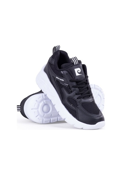 Pierre Cardin Kadın Düz Sneaker Ayakkabı Günlük Spor Ayakkab Siyah Beyaz 001