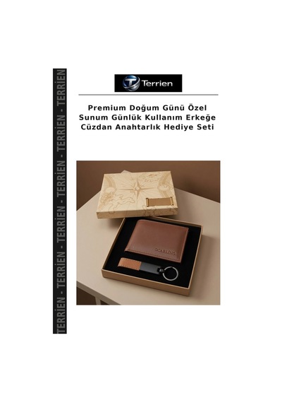 Terrien Premium Doğum Günü Özel Sunum Günlük Kullanım Erkeğe Cüzdan Anahtarlık Hediye Seti Çok Renkli
