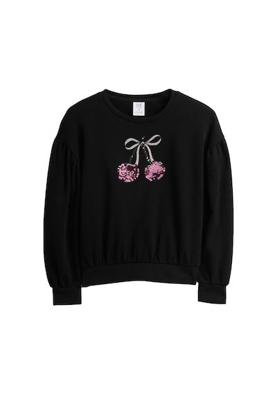 Gap Kız Çocuk Relaxed Flippy-sequin Grafikli Sweatshirt-11422 Siyah