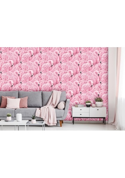 Pembe Flamingolar Duvar Kağıdı (397461168)