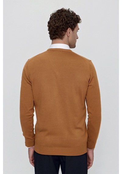 Morven Basic Dinamik Fit Rahat Kesim V Yaka Triko Kazak 99kc017004408 Camel