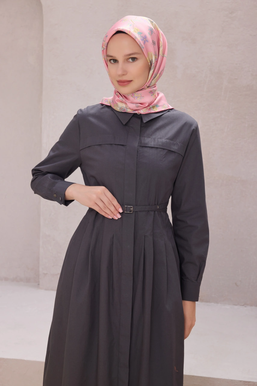 BELLİ Çiçek Desen İpek Twill Eşarp 4210d01 Lacivert