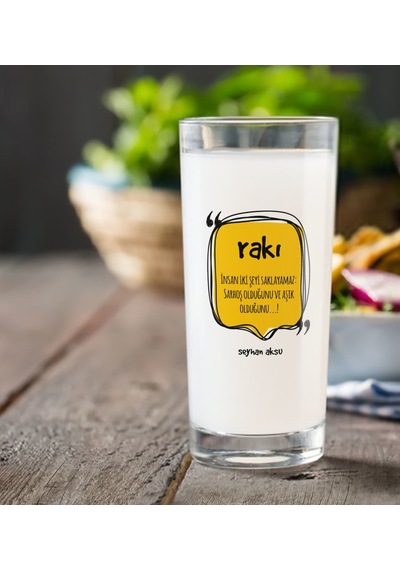 Kişiye Özel Renkli Baskılı İnsan İki Şeyi Saklayamaz Rakı Bardağı