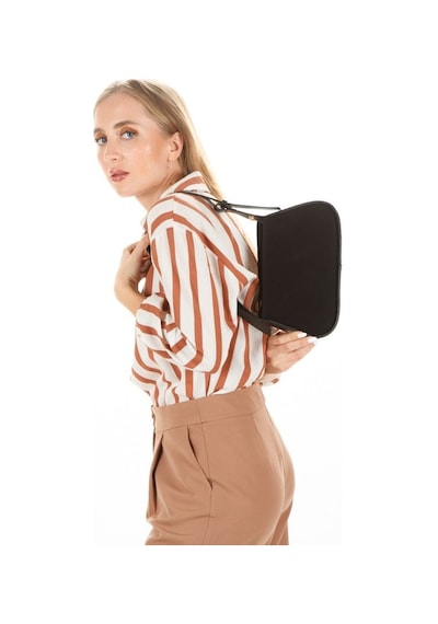 Newish Polo Kadın Siyah Tiger Süet Baget Omuz Çantası New270 Siyah