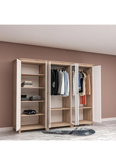 Midyum 6 Kapılı Gardrop Mdf Sis Gri Midyum 6 Kapılı Gardrop Mdf Sis Gri