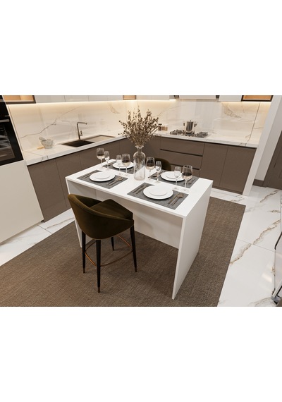 Asra Trend Mutfak Adası MA-03 %100 MDF Yemek ve Bar Masası Beyaz
