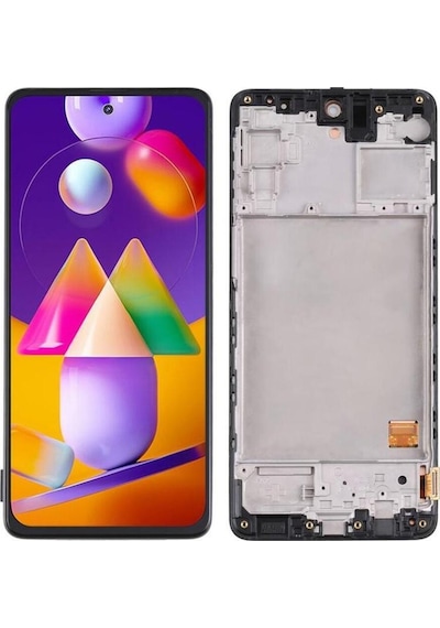 Samsung Galaxy Uyumlu  M31s M317 Tam Boyut Lcd Ekran Dokunmatik Siyah Oled Çıtalı
