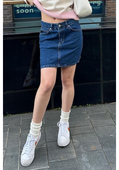 Madmext Koyu Mavi Mini Jean Etek Mg2099 Koyu Mavi