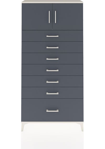 Arges Dolap Tek Raflı 7 Çekmeceli 2 Kapaklı 88x30x182 Aytaşı-antrasit Aytası