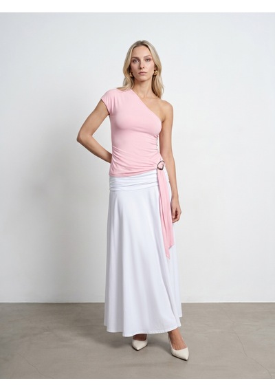 Dilvin 32877 Tek Omuzlu Tokalı Top-toz Pembe