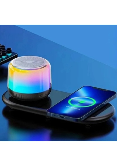 Kablosuz Şarj Standlı Bluetooth Hoparlör Renkli