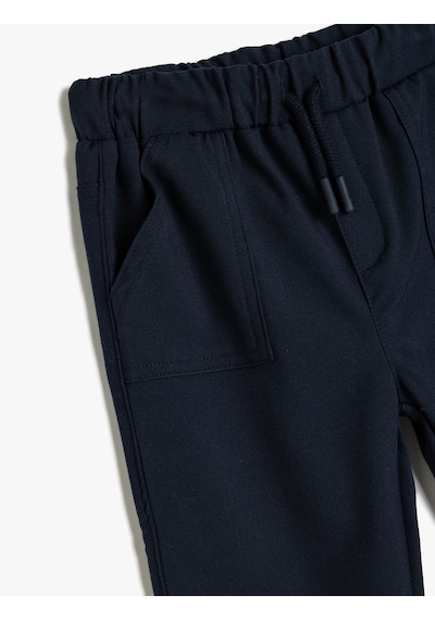 Koton Jogger Pantolon Beli Bağlamalı Cepli Lacivert 5wmb40015tw Lacivert