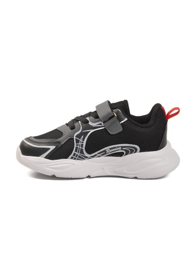 Slazenger Siyah Kırmızı Cırtlı Erkek Çocuk Spor Ayakkabı Kelsy F Siyah-kırmızı