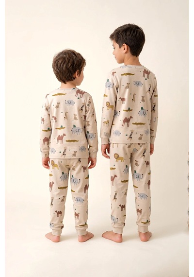 Zuzunga Erkek Çocuk %100 Pamuk Süprem Kumaş Uzun Kollu Mevsimlik Pijama Takımı Ekru Zuzunga Erkek Çocuk %100 Pamuk Süprem Kumaş Uzun Kollu Mevsimlik Pijama Takımı Ekru