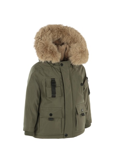 Civil Boys Kapüşonu Kürklü 2-5 Yaş Parka - Haki Koyu Haki