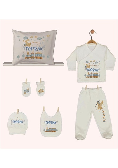 Pia Baby Gl 1944-08 İsme Özel Yastık Zıbın Set Krem
