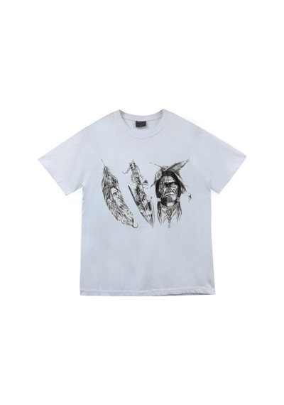 Stoned&Fame Unisex Beyaz Kızılderili Baskılı T-shirt Beyaz