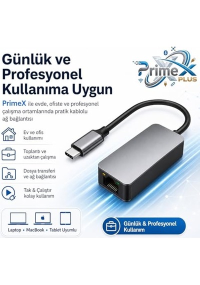 Type - C To Ethernet Çevirici 1 1000 1 Gigabit Tip C Ethernet Ağ Lan Ve Type C Çıkışlı Dizüstü Bilgisiyar Uyuml
