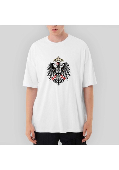 Hearts of Iron 4 Imperial Coat of arms of Germany Oversize Beyaz Tişört Beyaz