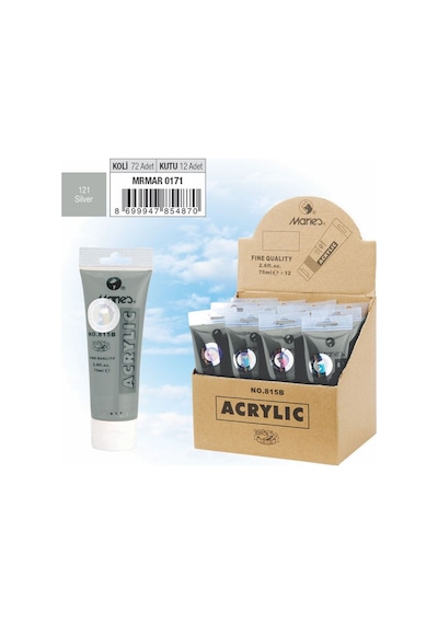 Maries Akrilik Boya 75 Ml Silver Gümüş 815-121 Çok Renkli