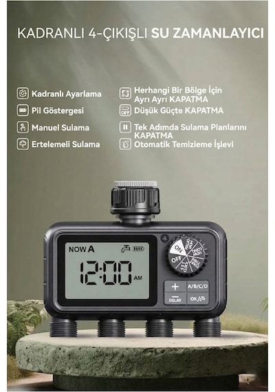 4 Çıkışlı Dijital Bahçe Sulama Zamanlayıcısı - Otomatik Sulama Sistemi