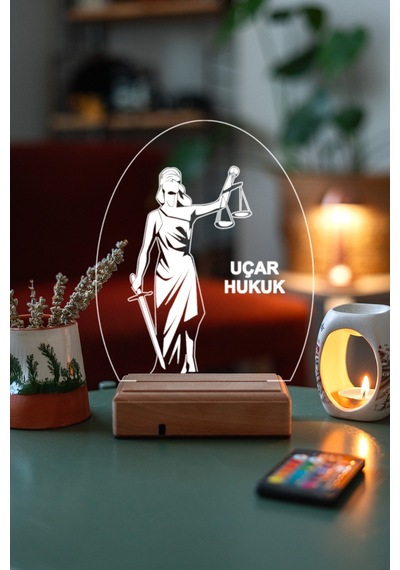 Avukatlara Özel Themis 16 Renk Kumandalı 3d Gece Lambası