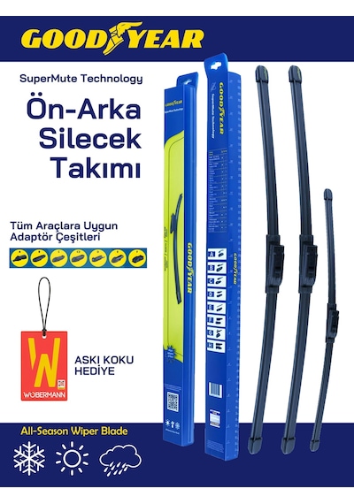 Ustaparçacı + Goodyear Vw Golf 7 2012-2017 Ön Arka Muz Silecek Takımı