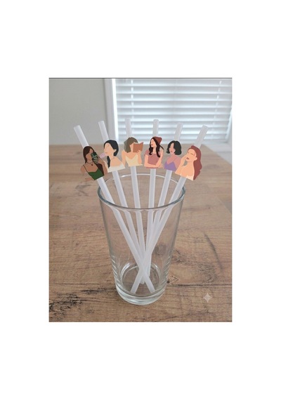 12 Li Kız Konseptli Parti Pipeti Ve 12 Li Cupcake Kürdan Süsü Seti. Beyaz