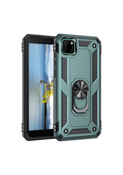 Huawei Y5p Uyumlu Kılıf Sofya Yüzüklü Silikon Kapak - Yeşil