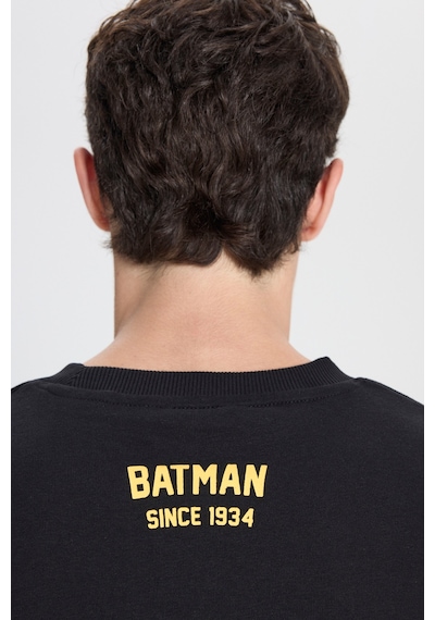 AC&Co / Altınyıldız Classics Erkek Sıyah Batman Lisanslı 3 İplik Loose Fit Bol Kesim Pamuklu Bisiklet Yaka  Sweatshirt Siyah
