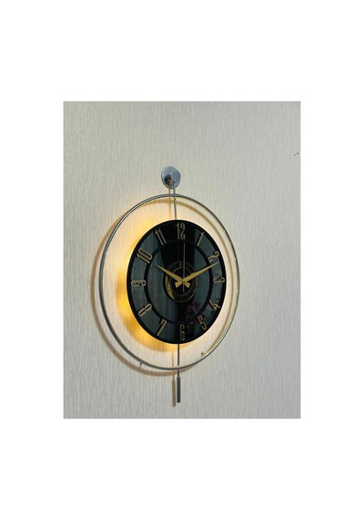 Pey Aksesuar Metal Camlı Duvar Saati Krom Statık 50 X 70cm Orta Boy Işıklı M51-kromgrı-füme-siyah-gold M51-kromgrı-füme-siyah-gold