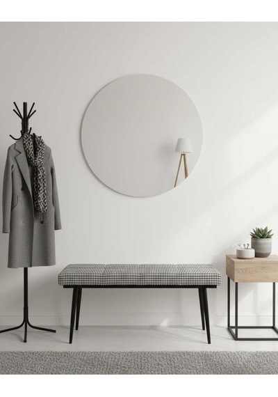 Özcan Metal Kazayağı Kumaş Siyah Metal Ayaklı Metal Kasalı Bench Mutfak Salon Antre Yatak Odası Balkon Puf Bank Çok Renkli