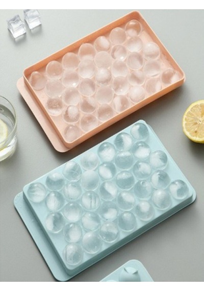 Küre Buz Kalıbı Kapaklı 33 Hazneli Yuvarlak Buz Kalıbı Kokteyl Sunum Buz Kalıbı 20x12 Cm Plastik Diğer