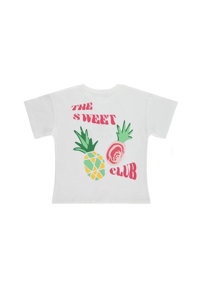 Civil Girls Ananas Baskılı 6-9 Yaş Tişört - Ekru