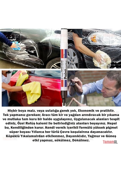 Alman Markası Kaporta Rötüş Kalemi Siyah Beyaz Gri Kırmızı Mavi