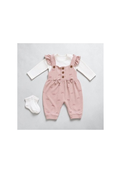 Altıntaş Baby Kız Bebek Fiyonk Desenli Tulum Krem Nar Çiçeği Krem Nar Çiçeği