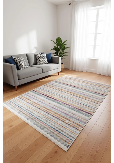 Blghome Dokuma Tabanlı Dijital Baskı Halı Blg3808 Krem - Renkli