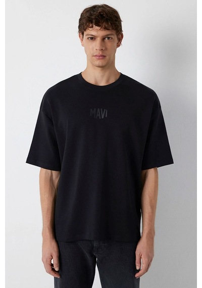Mavi M0613581-900 Mavi Baskılı T-shirt Erkek Tişort Siyah