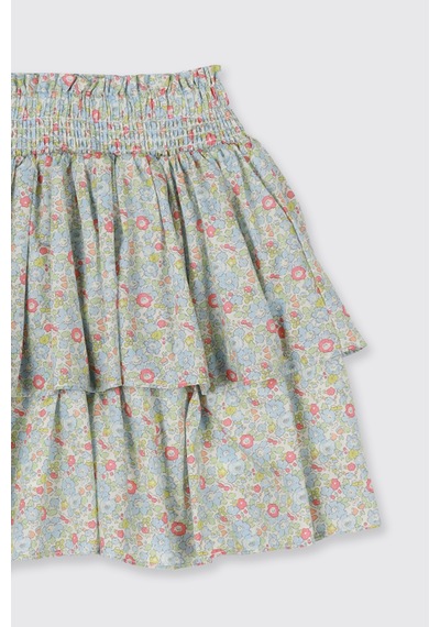 Panço Liberty Kumaş Çiçek Desenli Kız Çocuk Etek 5611gk13003 Yeşil
