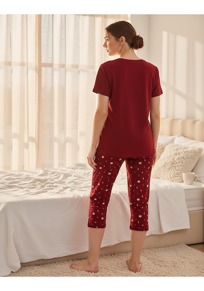 Mihra Kadın %100 Pamuk Bisiklet Yaka Kısa Kol Kapri Pijama Takımı 90787kk - 1 Adet Kırmızı Mihra Kadın %100 Pamuk Bisiklet Yaka Kısa Kol Kapri Pijama Takımı 90787kk - 1 Adet Kırmızı