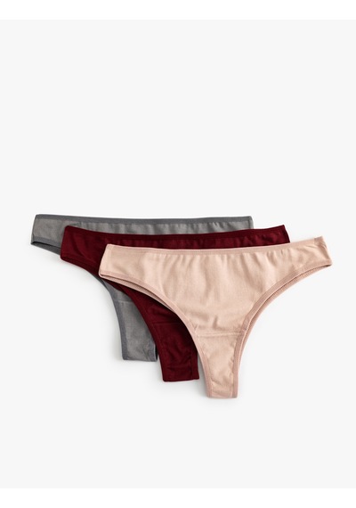 Koton Basic Brazilian Külot Çok Renkli Pamuklu 3'lü Paket Pembe 5wlk30017mk Gül