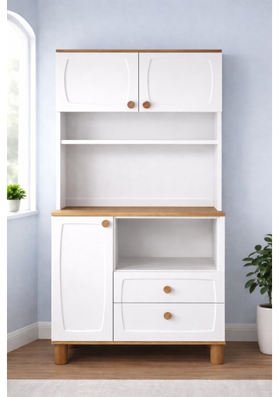 Lizbon Kahve Köşesi + Çok Amaçlı Raflı Kapaklı Dolap - 80cm Renkli