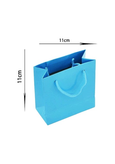 11X11 Cm Mavi Düz Renk Tutma Ipli 50 Li Mini Karton Çanta
