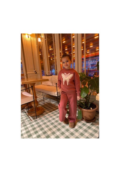 Yale Kids Kız Çoçuk Keşebek Nakışlı 2 Li Takım Gül Kurusu