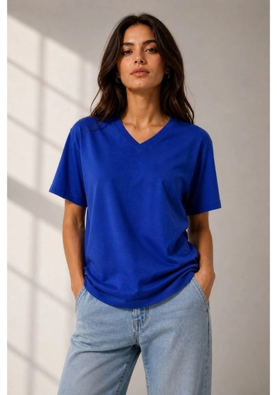 Wear Vexel Kadın V Yaka Basic Tişört Kısa Kol Yazlık Regular Fit T-shirt - Saks Mavisi Saks Mavisi Wear Vexel Kadın V Yaka Basic Tişört Kısa Kol Yazlık Regular Fit T-shirt - Saks Mavisi Saks Mavisi