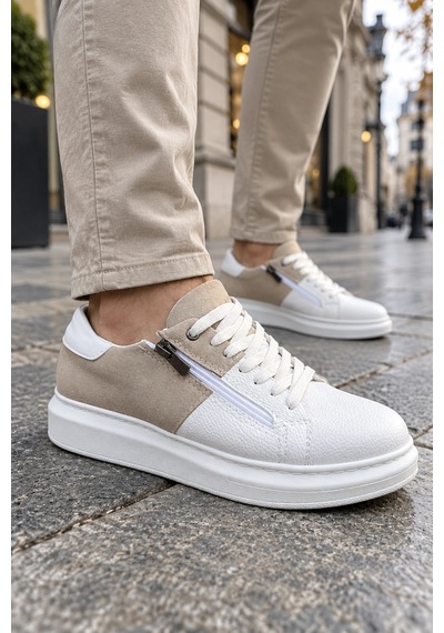 Mevese Roirraw Bağcıklı Ve Fermuarlı Süet Erkek Günlük Sneaker Ayakkabı - Beyaz Krem Krem - Beyaz Mevese Roirraw Bağcıklı Ve Fermuarlı Süet Erkek Günlük Sneaker Ayakkabı - Beyaz Krem Krem - Beyaz