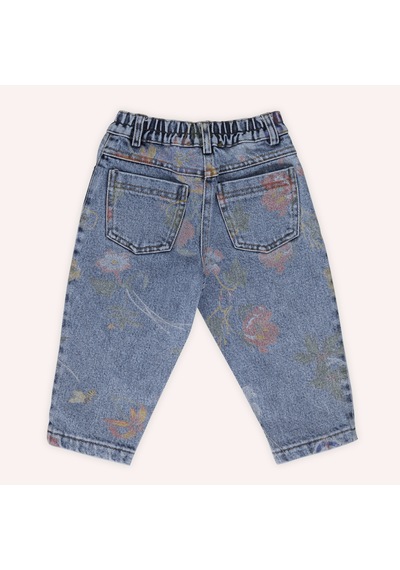 Panço Kız Çocuk Desenli Denim Pantolon Mavi 2421gb04017-4956 001