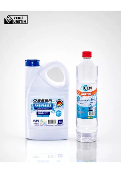 Cem Car Care Saf Su Ütü Ve Akü Suyu 1 Lt , Osser Antifriz 3 Lt Mavi -37 Derece