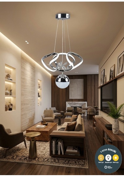 Led Avize 3 Renk Küçük Dron Toplu Krom Salon,mutfak,yatak Odası,koridor