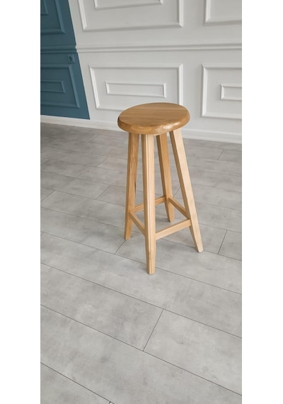 Ayrex Ahşap Bar Taburesi, Ahşap Renk 28-29 Cm Oturum Çapı, 80 Cm Yükseklik, Kayın Ağacı, Vernikli Diğer